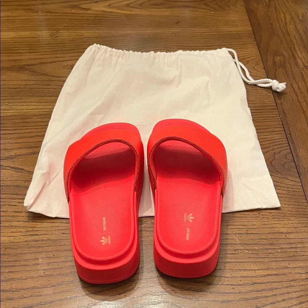 Adidas Ivy Park Red Slide Sandals with dust bag, size 8‎
